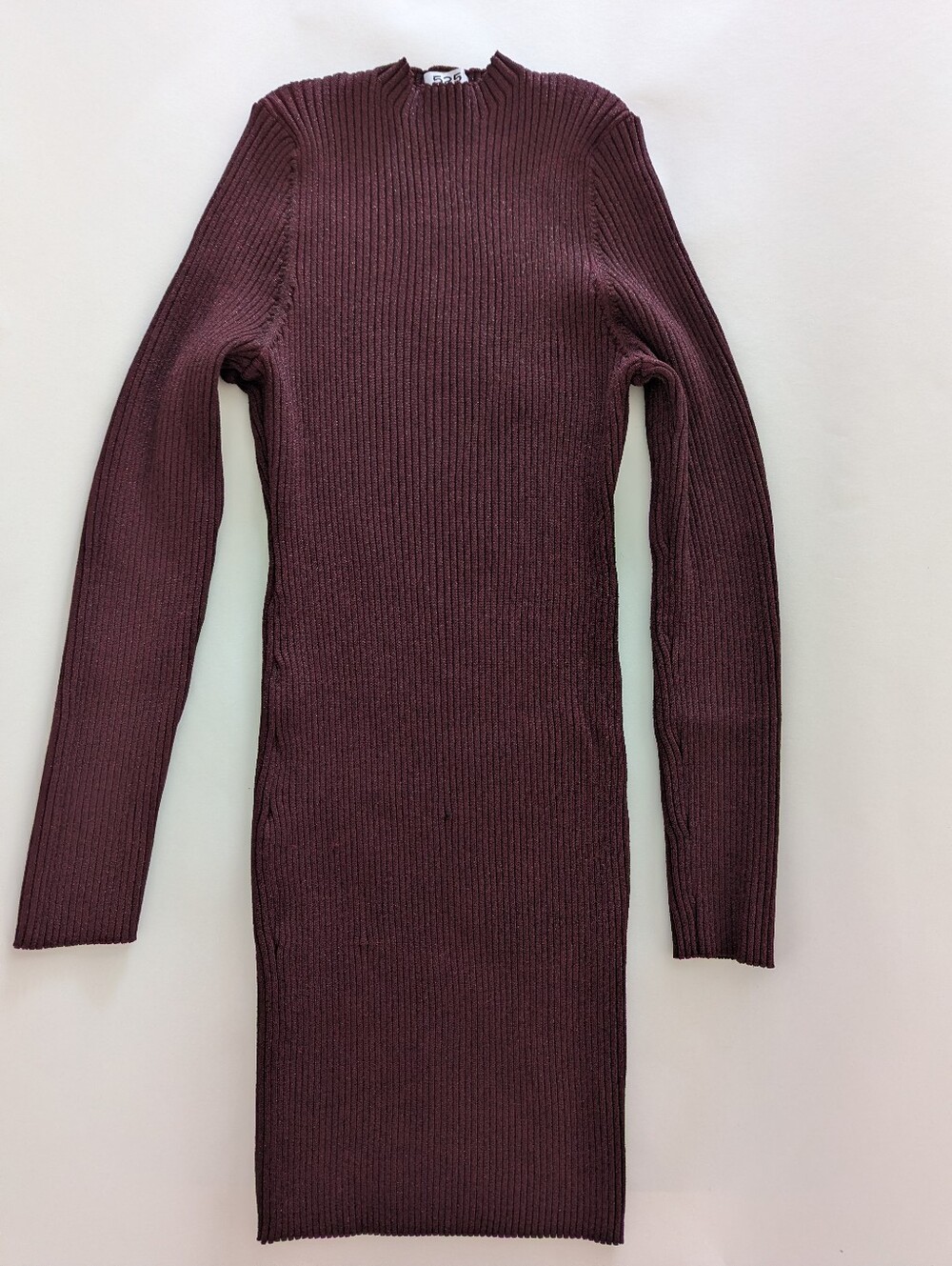 525 Burgundy Ribbed Long-Sleeve Knit Dress